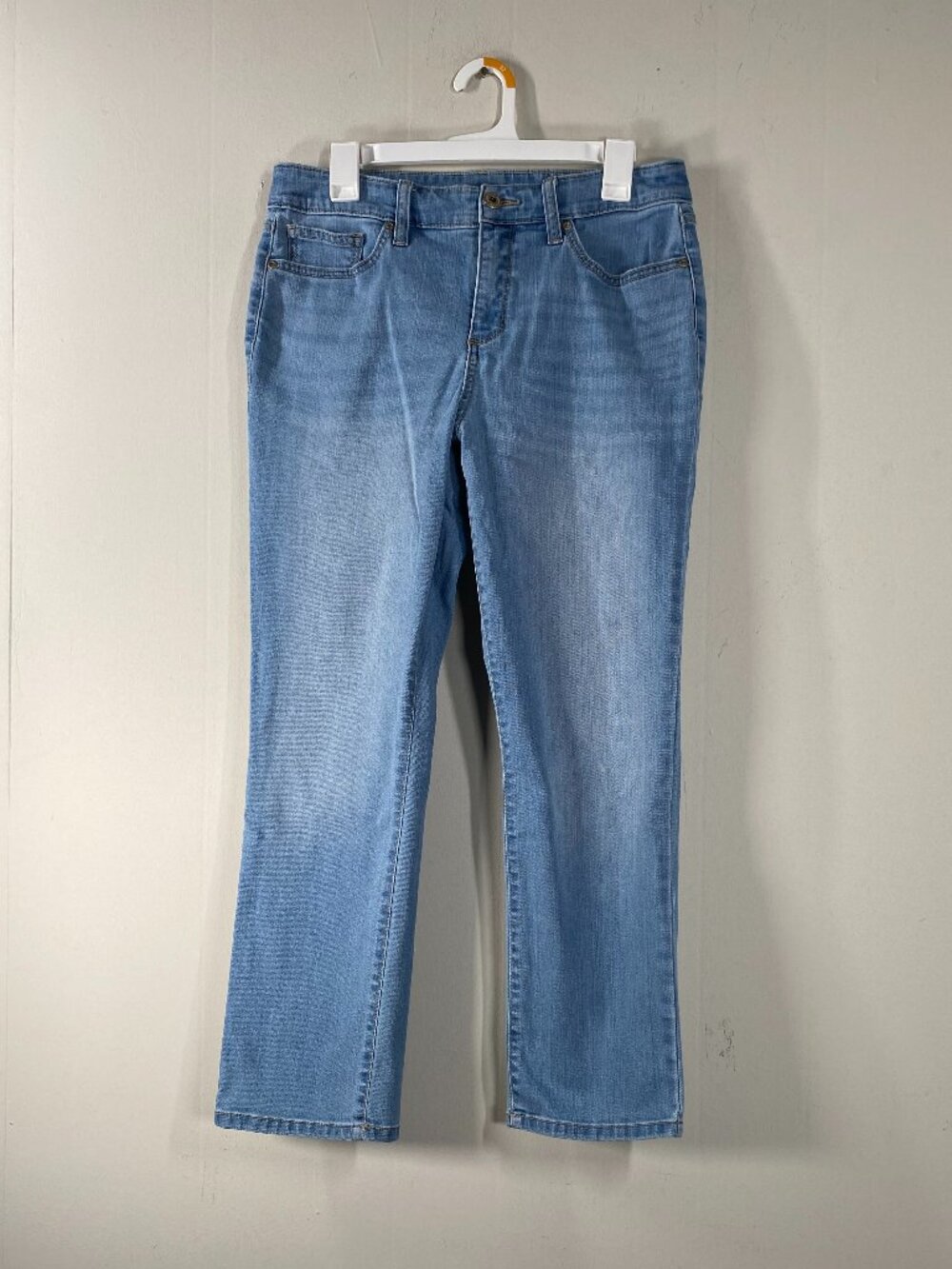 St. John's Bay PETITE Straight Leg Denim Jeans Women's 10P Mid Rise Blue Casual